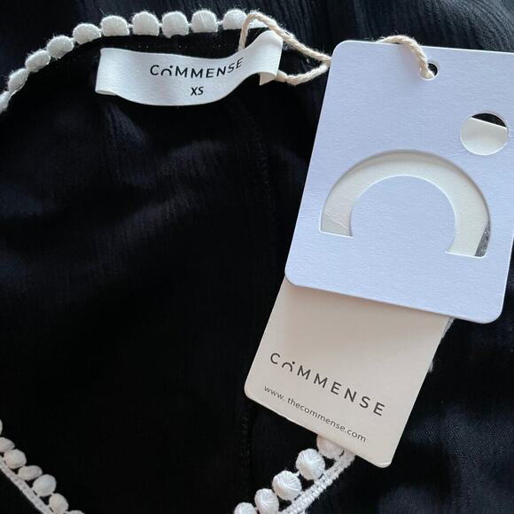 Commense Midi Dress Lightweight Open Sleeve Lace Trim Black Size XS NEW - Picture 9 of 11